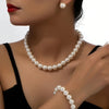Minimalist Imitation Pearl Necklace Earrings Bracelet Jewelry Set Women's Party Accessories - Image 1
