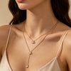 Eilieck 316L Stainless Steel Shiny Cubic Zirconia Waterdrop Pendant Necklace for Women Daily Y-shaped Chain Jewelry - Image 4