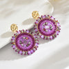 Bohemain Colorful Round Crystal Beads Drop Earrings for Women Ladies Handmade Geometric Metal Earrings Summer Party Jewelry Gift - Image 8
