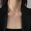 Double-Layer Love Heart Pendant Necklace with Simple Chain Design - Image 2