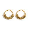 Stainless Steel Textured Metal Round Hoop Earrings for Women Gold Color Geometric Circle Earrings Jewelry - Image 8