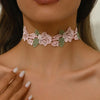 Pink Butterfly Flowers Leaf Lace Choker Necklace for Women Sexy Clavicle Jewelry Accessory Gift for Ladies - Image 1