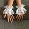 1 Pair Lolita Hand Sleeve Wrist Cuffs Ruffled Floral Black Lace Elastic Bracelet Elegant Women Girls Wrist Warmers Gloves Gift - Image 2