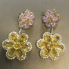 Bilincolor Summer Pink and Yellow Flower Drop Earring for Women - Image 1