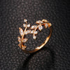 Fancy Leaf Design Adjustable Opening Rings for Women Sparkling Cubic Zirconia Olive Ring Party Daily Wear Jewelry - Image 3
