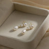 Three Freshwater Pearls Strand Drop Earrings For Women Gold Plated Brass Long Earring Statement Jewelry - Image 3