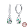 Silver Earrings Green Serpentine Snake Gem Bamboo Joint Hoop Earring For Woman Classic Party Jewelry Lucky Gift - Image 12