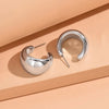 Stainless Steel Smooth Metal Chunky Dome Drop Earrings for Women Thick C-Shaped Hoop Earrings Punk Aesthetics Jewelry - Image 5