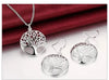 Silver Charm Round Tree of Life Earrings Necklace Set For Women Wedding Christmas Jewelry Set - Image 14