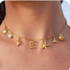 Starfish Shell Initial Necklace Gold Plated Stainless Steel Charm Necklaces Surfer Girl Summer Beach Gift - Image 27