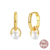 Silver Pearl Golden Geometry Hoop Earrings For Women Birthday Party Wedding Jewelry Engagement Jewelry - Image 1