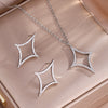4Pcs/1Pcs Creative Four Pointed Star Shiny Zircon Earring Necklace Bracelet for Women Hollow Geometric Party Jewelry - Image 6