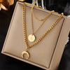 Meyrroyu 316L Stainless Steel Hip Hop PunkVintage Multilayer Coin Pendant Necklace For Women Double Layer Chain Necklace Jewelry - Image 26