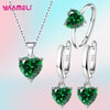 Silver Color Jewelry Gift Sets for Women Female Romantic Heart Zircon Huggie Earrings Pendant Necklace Ring - Image 6