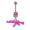 Belly Button Rings Gun Dangle Navel Ring Clear Gem Belly Button Ring Body Piercing Jewelry Belly Piercing for Women - Image 10
