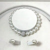 3 Pcs set Imitation Pearl Fireball Necklace Bracelet Earring Stud Jewelry Set Silver Color Crystal Stone Elegant Bridal Jewelry - Image 3