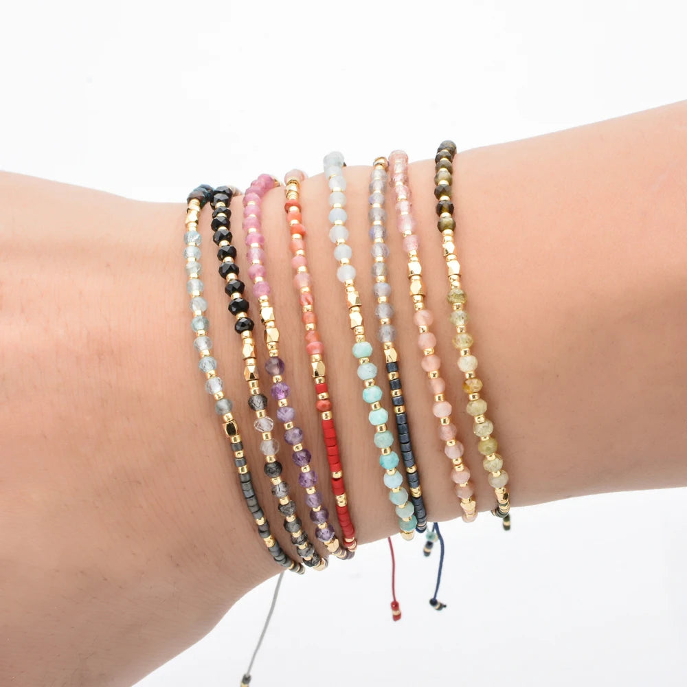 Glass Seed Bead Bracelet with Adjustable Cord - Image 1