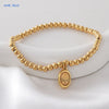 Mhs.sun Stone 12 Months Birthstone Bracelets Gold Plated Stainless Steel Bead Bracelet Birthday Jewelry For Women Men - Image 11