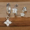 3PCS Silver Color Stainless Steel Crown Hoop Earring Set for Women Four Flower Zircon Cartilage Piercing Earring Jewelry - Image 22