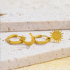 Asymmetric Stainless Steel Gold Color Sun Moon Pendant Drop Earrings For Women Shiny Zirconia Earrings Jewelry - Image 5