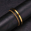 2pcs Stackable Bracelets for Men Teens, Open Cuff Bangle, Twisted Rope Figaro Chain Cuban Link Chain Bracelets Set - Image 3