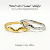 Gold Color Snap-on Bangle, Stainless Steel Waves Bracelet for Women, Jewelry Gift 60mm - Image 1