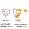 Round Heart Water Drop Oval Zircon Stud Earrings For Women Gold Plated Stainless Steel Earrings Jewelry - Image 8