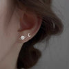 Simple Zircon Star Moon Mini Earrings for Women Cute Korean Planet Asymmetric Ear Studs Piercing Earrings Jewelry Gifts - Image 2