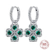 Silver Elegant Sparkling Lucky Clover Hoops Earring For Women Jewelry Simple Colorful Flower Love Gift - Image 3