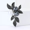Rhinestone Flower Brooch Pin with Pearl and Leaf Designs - Image 25