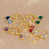Stainless Steel Huggie Hoop Earrings with Colored Stone Details in Two-Piece Sets - Image 2