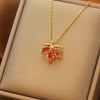 1 Pcs Cool Breeze Maple Snowflake Gold Plated Copper Pendant With Stainless Steel Chain Combination Necklace - Image 7
