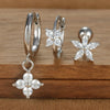3PCS Silver Color Stainless Steel Crown Hoop Earring Set for Women Four Flower Zircon Cartilage Piercing Earring Jewelry - Image 5