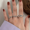 Silver Open Retro Ring For Women Geometric Punk Asymmetric Jewelry Gift - Image 1