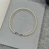 elegant 8-shaped buckle double pearl necklaces unique detachable suitable for wearing linen gray chains jewelry - Image 5