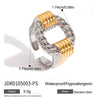 Women Stainless Steel Color Blocking Ribbed Twist Hollow Opening Ring Daily Accessory - Image 7