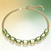 Rectangle Olive Green Zircon Hoop Chain Necklace Earrings Bracelet Ring Women Jewelry Set - Image 6