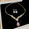 Shiny Crystal Necklace Earrings Women's Big Water Droplet Rhinestone Necklaces Wedding Evening Dress Jewelry Set - Image 10