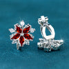 Female Small Red Zircon Stone Clip Earrings Charm Silver Color Wedding Jewelry For Women - Image 1
