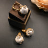 vintage brass ring set with a Baroque pearl flower bud stud - Image 1
