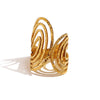Gold Plated Stainless Steel Rings for Women Irregular Hammered Metal Texture Statement Jewelry - Image 7