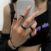 Punk Geometric Black Color Chain Wrist Bracelet Ring For Women Men Open Ring Silver Link Chain Girls Cool Design Jewelry - Image 5