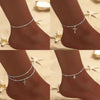 Dainty Chain Anklet with Cubic Zirconia Cross Pendant - Image 3