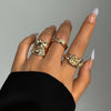 Three-Piece Chunky Geometric Ring Set in Gold-Tone or Silver-Tone - Image 7
