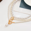 Imitation Pearl Heart Pendant Necklace with Toggle Clasp - Image 3