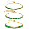 Emerald Cubic Zirconia CZ Tennis Bracelets for Women Gold Plated Charm Green Female Bangles Wedding Jewelry Gift - Image 3
