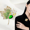 Zircon Maple Leaf Brooches for Women Rhinestone Plant Corsage Dress Jacket Accessories Party Jewelry - Image 1