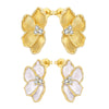 Silver Gold Petal Flower Stud Earrings For Lady Jewelry Party Anniversary Gifts - Image 1