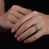 HX Silver Color Men's Ring Retro Square Round Pangu Personality Domineering Handmade Ring Jewelry Accessories - Image 3