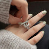 Silver Round Ring Adjustable Rings For Women Men Engagement Aesthetic Jewelry Jewellery - Image 4